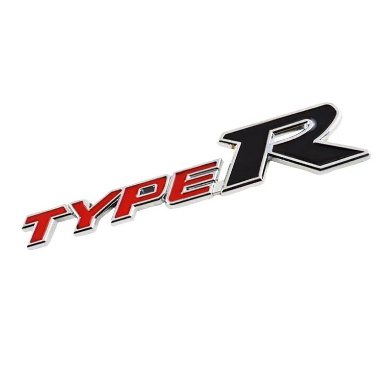FIQ1 3D Metal Types Type S R Logo Letters Car Trunk Badge Decal For Honda S Fit City Civic Accord CRV HRV Emblem Sticker Accessories