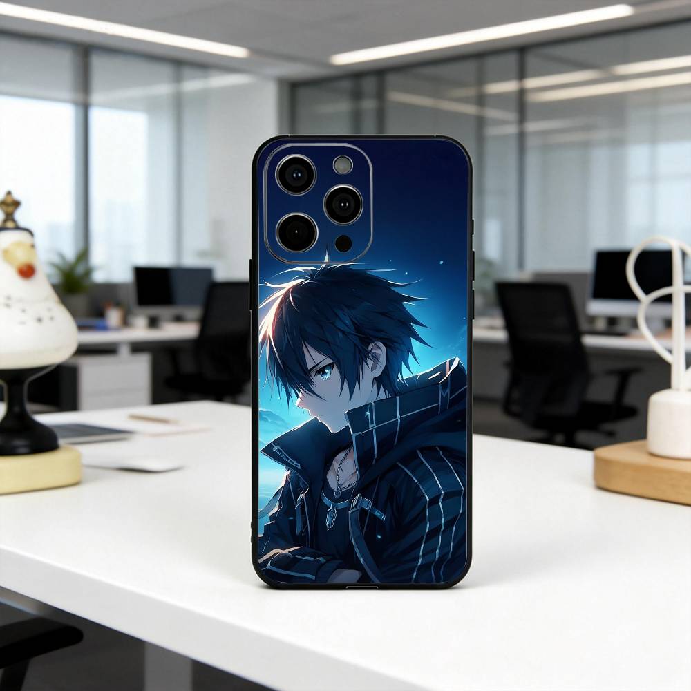 Sword Art Online K-Kazuto K-Kirigaya-ES Phone Case For iPhone 17,16,15,14,13,12,11 Plus,Pro Max,XS,Soft Silicone Black Cover