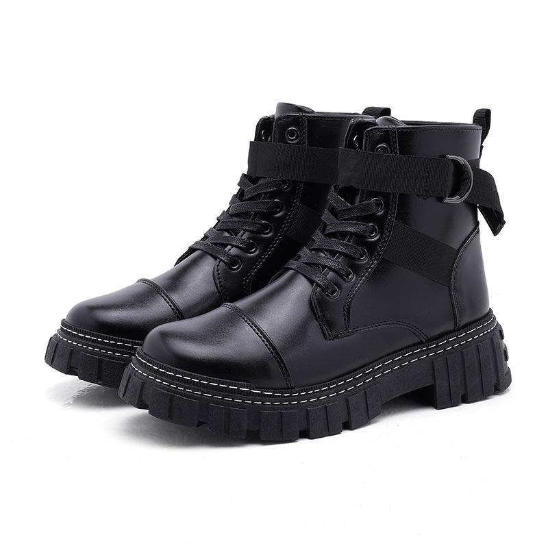 Мужские черные кожаные мотоботы хай-топы в британском стиле