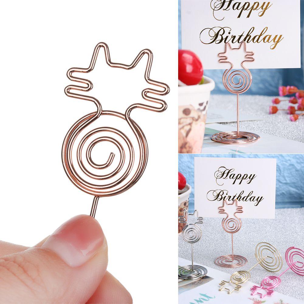 Desktop Decoration Cat Shape Paper Clamp Place Card Photos Clips Table Numbers Holder Clamps Stand