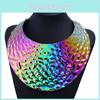 Fashionable Colorful Embossed Metal Disc Design Women Necklace For Youth Fashion And Festival Wear