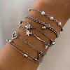 6PC Women's Fashion Trendy Metal Cold Style Love Bracelet Set Zircon Suitable for Dating, Party, Festival Gifts