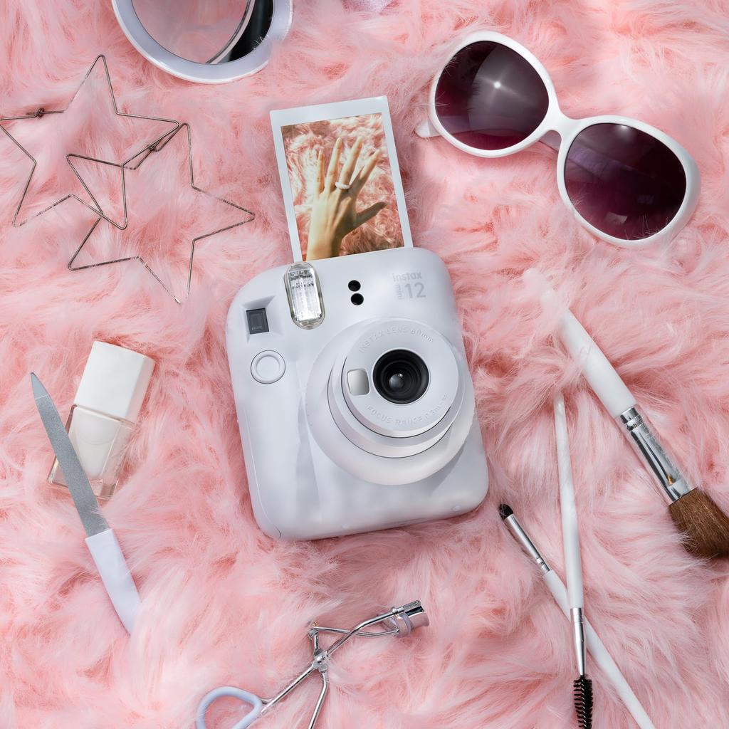 instax mini 12 clay camera, white.