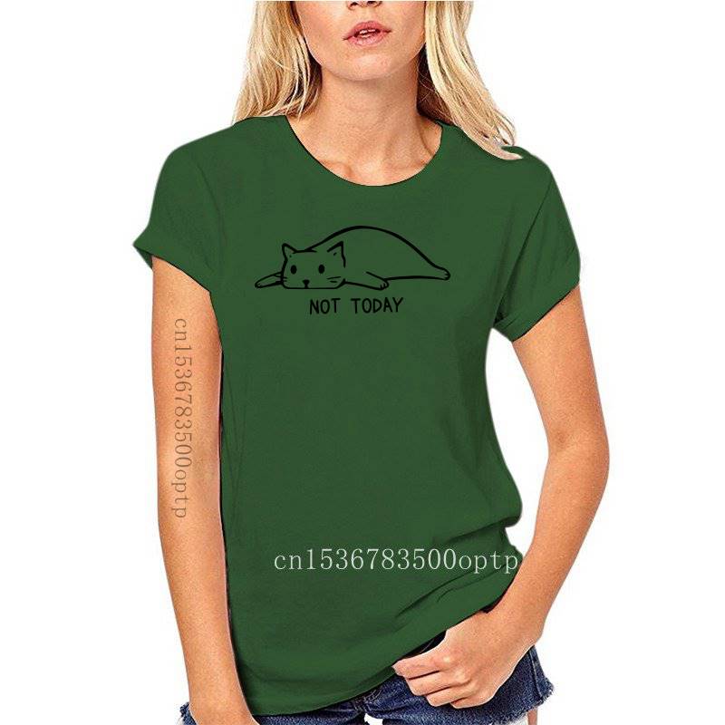 Новинка Not Today Милая футболка с принтом ленивого кота Летняя футболка Harajuku Cat Mom Gift Повседневная футболка унисекс с графикой Смешные футболки Топы Прямая поставка