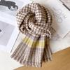 Wool Scarf Women's Winter New Coffee-colored Plaid Cashmere Couple's Scarf and Coat