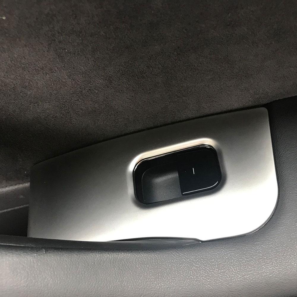 Для Tesla Model 3 Y 2017-2023 дверь автомобиля серебристого цвета, подлокотник из нержавеющей стали, кнопка подъема окна, крышка панели переключателя