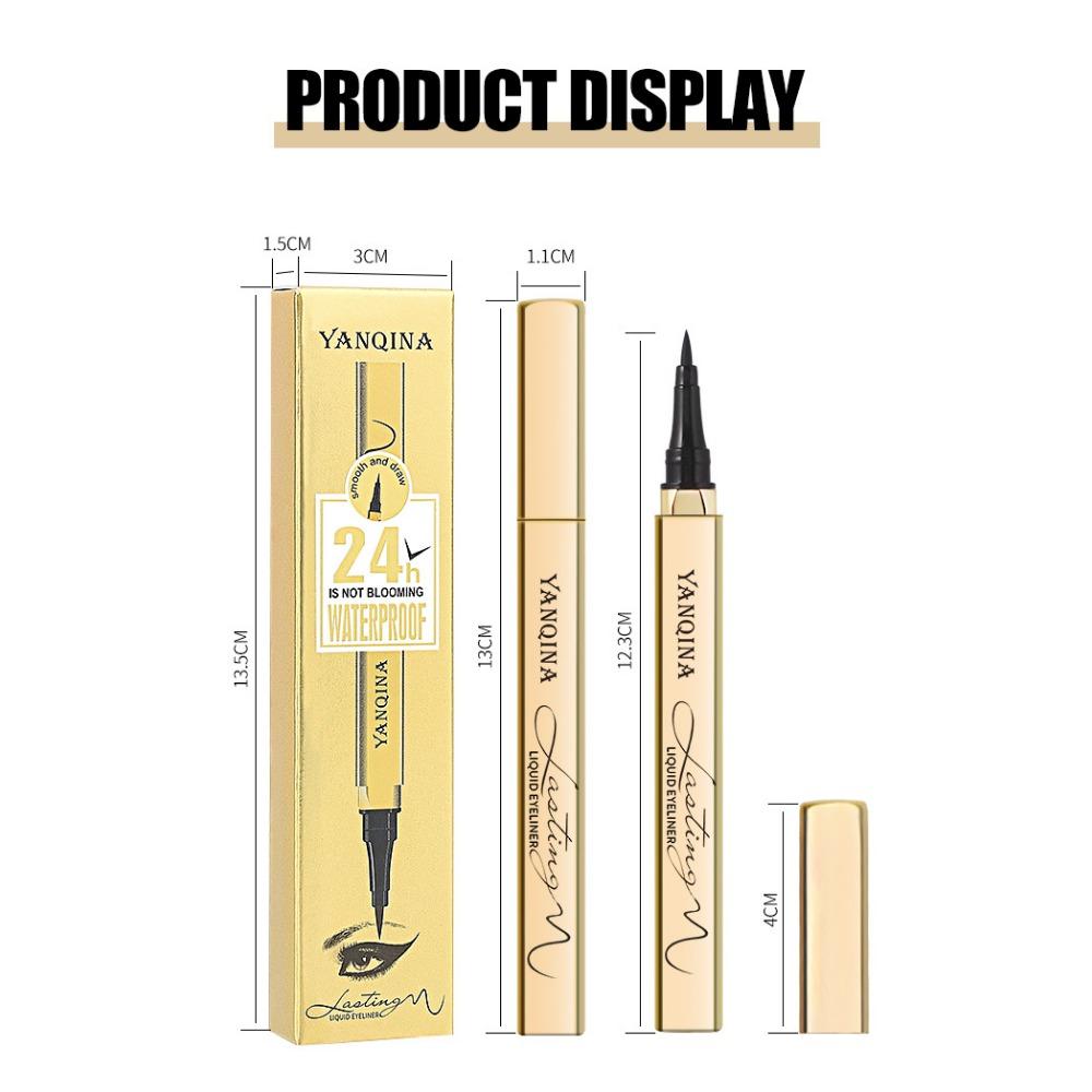 Золотая подводка для глаз YANQINA, стойкая, не размазывающаяся, жидкая подводка для глаз против пота для больших глаз, быстросохнущая и водостойкая