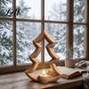 Hollow Metal Candle Stand Christmas Tree Tea Light Holder 3D Printed Wood Warm Romantic Night Tabletop Ornament for Holiday Party Home Decor Festive