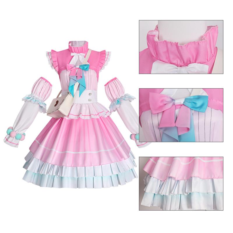 Anime Project Sekai Otori Emu Pink Cherry Soda Dress Cosplay Costume Uniform Sweet Stage Pjsk Emu Otori Halloween Costume Suits