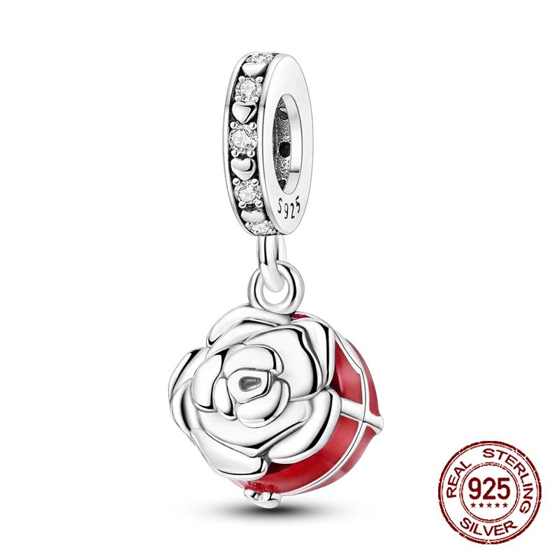 Шармы Бусины Серии Красного Цвета Медь Кровь Сердце Любовь Машина Клубника Фрукты Подвеска Подходят Оригинальному Браслету-Бэнглу DIY Ювелирные Изделия