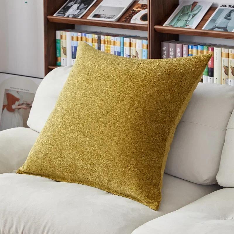 60x60/80X80CM Soft Chenille Large Square Pillow Cover Sofa Cushion Living Room Back Bedside Cushions Case Protector Solid Color