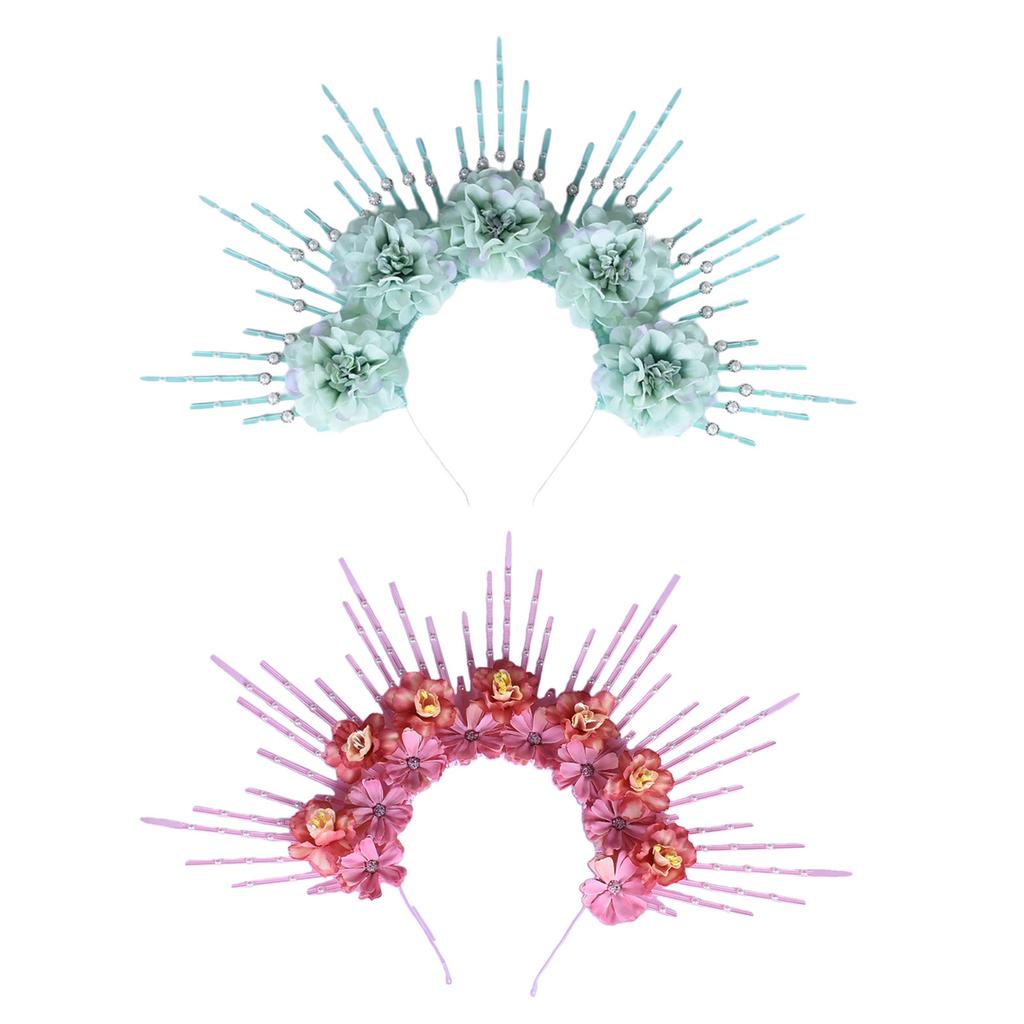 Graceful Floral Hair Garlands Silk Headpiece Ethnic Hair Decoration with Colorful Flowers Floral Charm for Photoshots