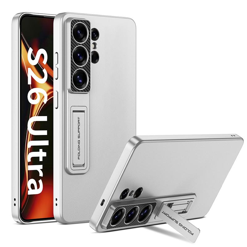 Роскошный невидимый складной держатель Чехол для телефона Для Samsung Galaxy S26 S25 S24 S23 Ultra Металлический Ультратонкий Матовый ПК Чехол