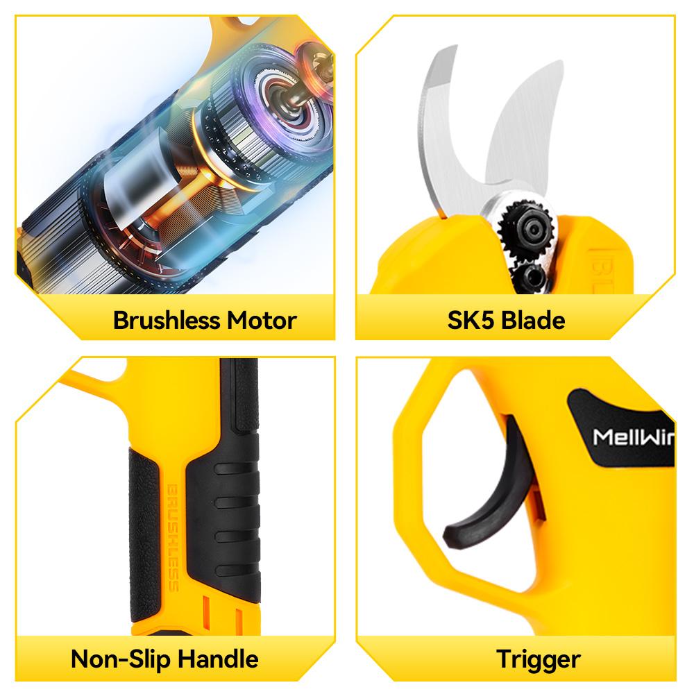 MELLWIN Бесщеточный 30 мм электрический секатор ножницы 2 передачи беспроводной фруктовых деревьев бонсай обрезка ножницы электроинструмент для Makita 18 В аккумулятор