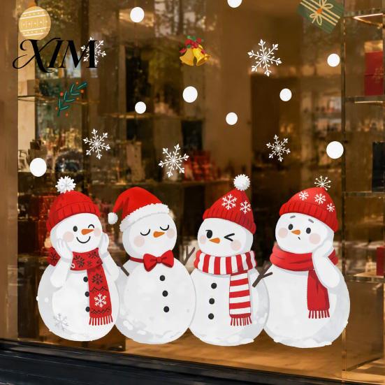 Reusable Window Cling 1/2 Sheets Christmas Snowman Cling, Cartoon Decorative Glass Sticker Sticker, Waterproof Static Decal for Winter Holiday
