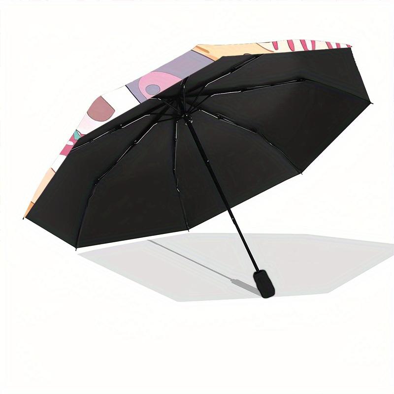 Donut Sanrio Automatic Opening and Closing Cartoon Umbrella - Small Umbrella Suitable for Various Occasions, Portable 3-Fold Small Umbrella for Men an