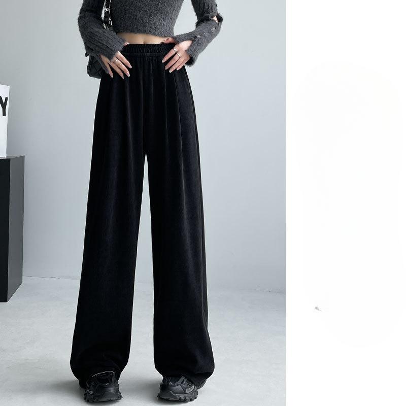 Kapok Velvet Wide-leg Pants for Women Loose and Lazy Draped Floor Casual Yamamoto Pants High Waist Narrow Version Straight Pants for Women