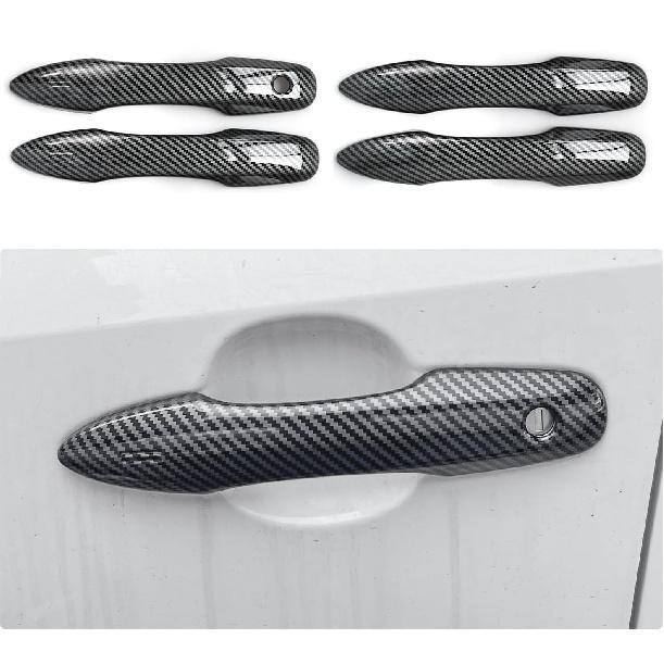 YINGTUU Car Snap-On Door Handle Cover For Toyota Camry 2018 2024 2025 Exterior Accessories Protection Stickers Sport Decals(Carbon Fiber Grain)
