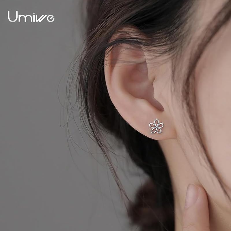 Earrings Set Leave It On 6 Pair Set Compatible with Metal Allergies Second Piercing Ladies 18K Coating Allergy Friendly Cute Smaller 925 Silver