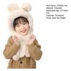 Children Hat with Bear Ear Decoration Solid Color Thickened Plush Warm Hat Scarf Set Kids Cold Weather Hat