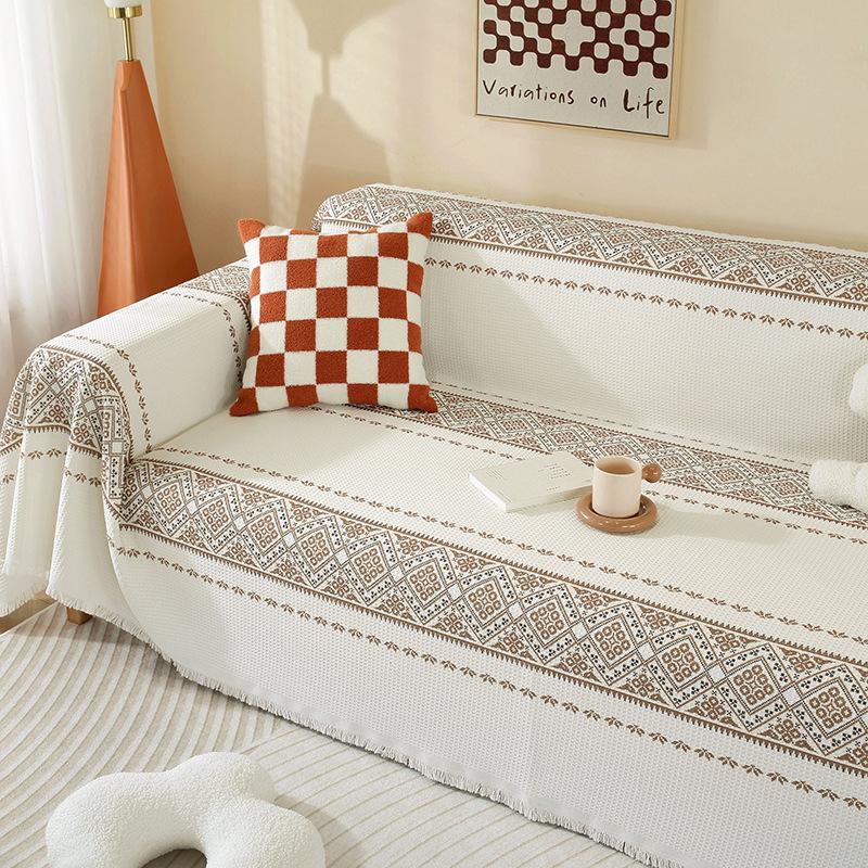 Чехол и подушка для дивана с противоскользящим покрытием в стиле бохо - для круглогодичного использования