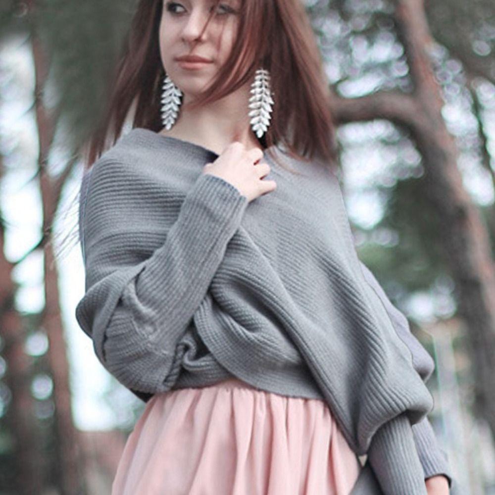 Trendy Long Neck Scarves Autumn Winter Scarf with Sleeves Gifts Knitted Wrap Shawl