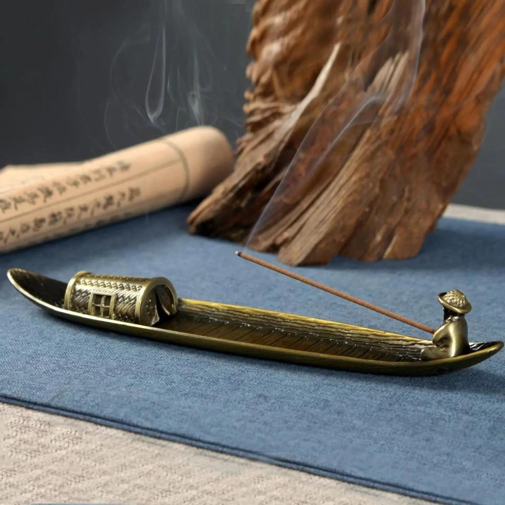Boat Shape Incense Stick Holder Metal Aromatherapy Ornament  Home Interior Decoration