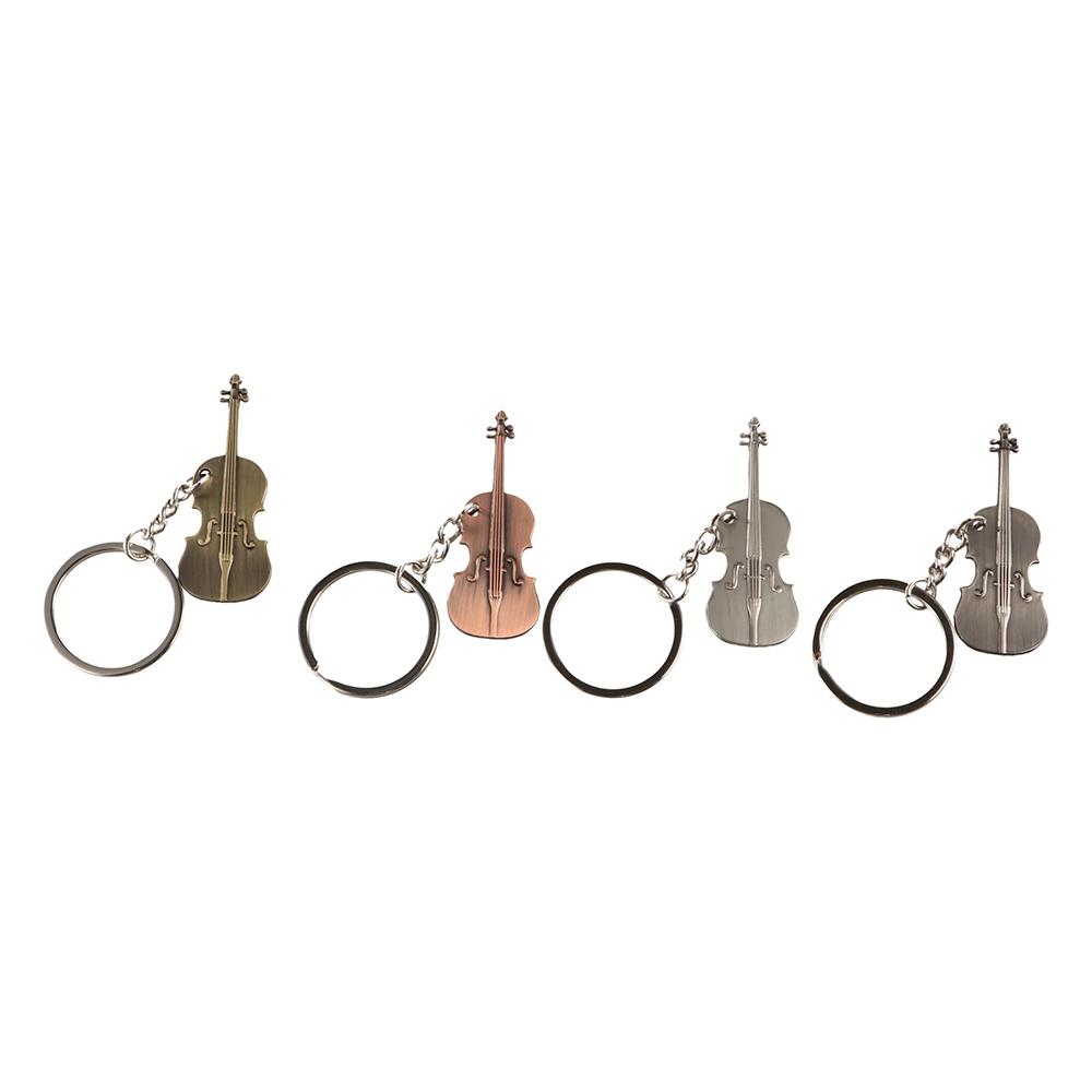 Metal Vintage Violin Keyring Bag Charm Musical Instrument Pendant Guitar Key Chain Music Lovers