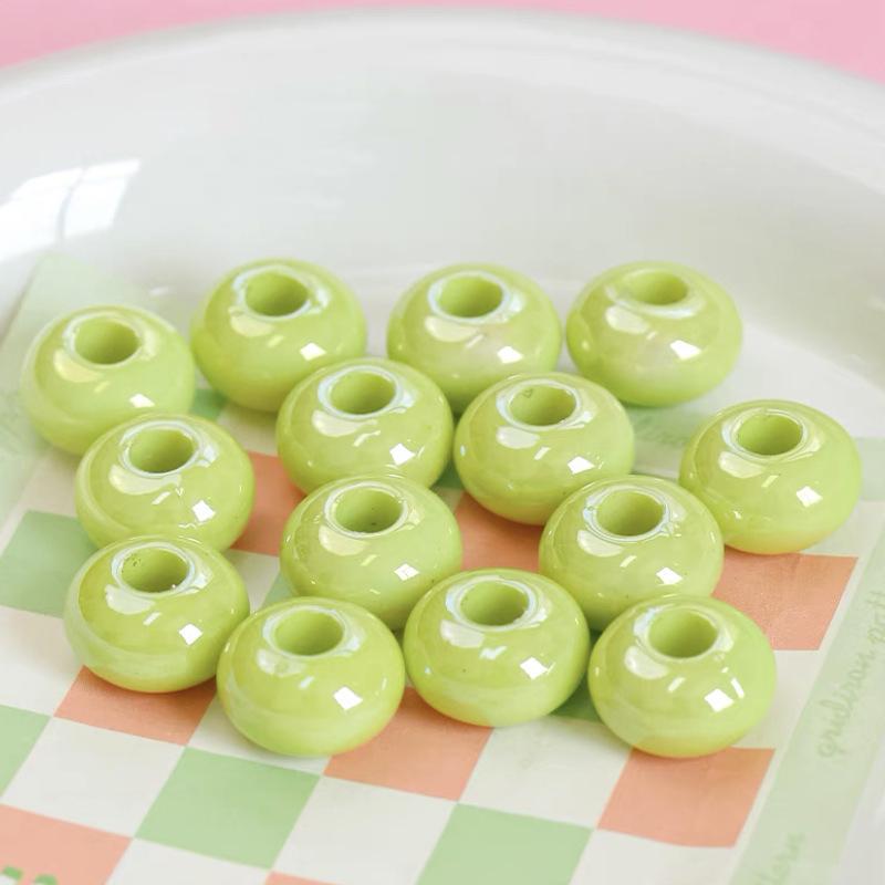 10 шт. 14 мм акриловые цветные счеты с большим отверстием, отдельные бусины, сделай сам, ручная работа, цепочка для мобильного телефона, аксессуары для волос, ожерелье, материал из бисера