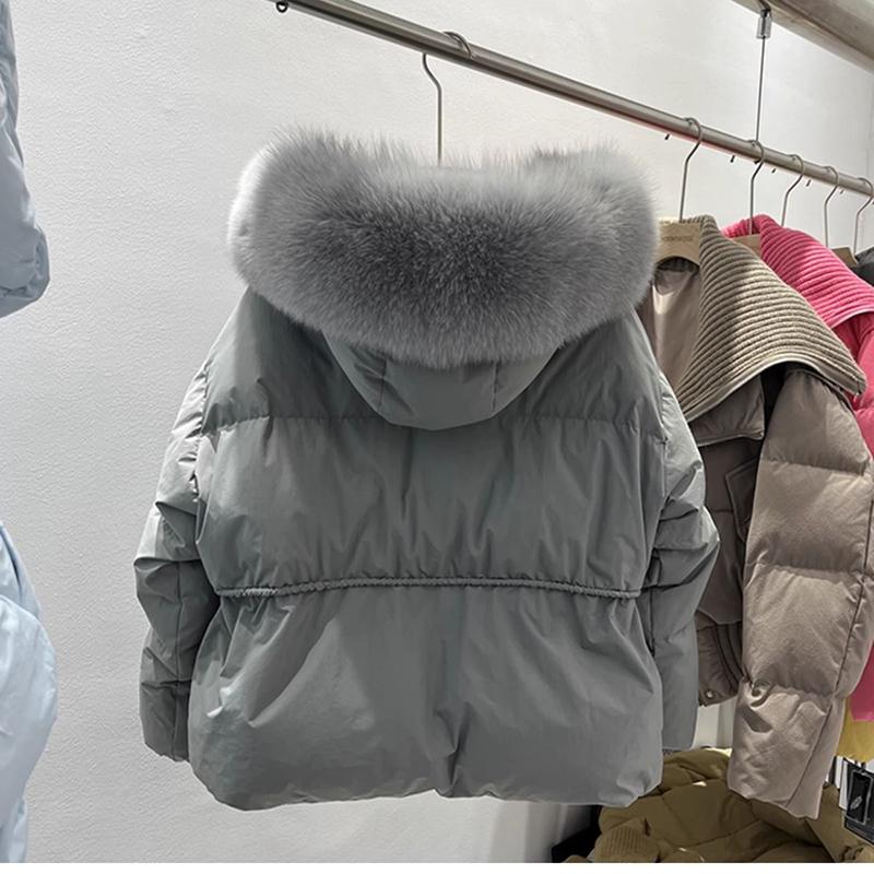 Зимняя куртка с большим меховым воротником из хлопка и пуха, женская свободная толстая соломенная снежная парка, толстое теплое пальто
