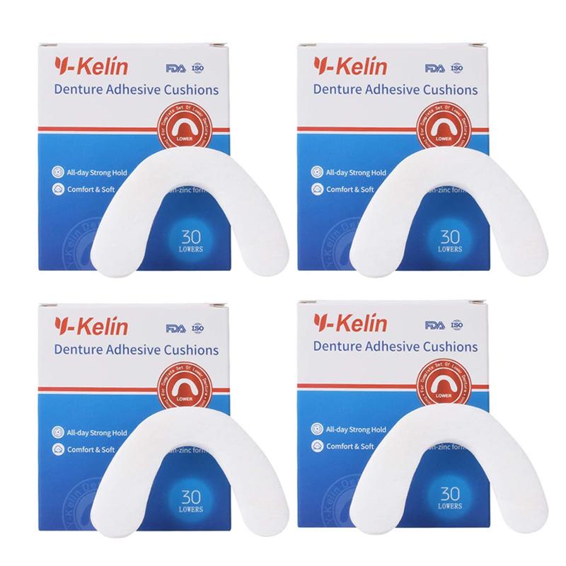 Y-Kelin Подушечки для фиксации нижнего протеза 60 штук полоски (Пакет из 2)