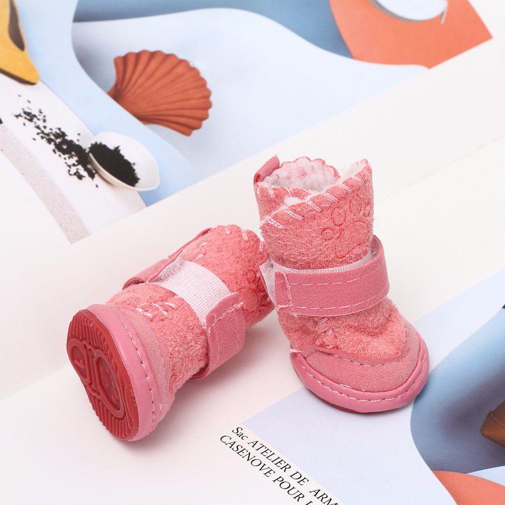 4PCS/Set Hot Thick Pet Supplies Non-slip Puppy Boots Dog Warm Shoes Pet Winter Shoes