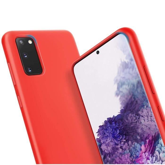 Coque de protection et Film de protection - Toproduits® - Samsung Galaxy S20 Ultra - Rouge - Noir - Verre trempé