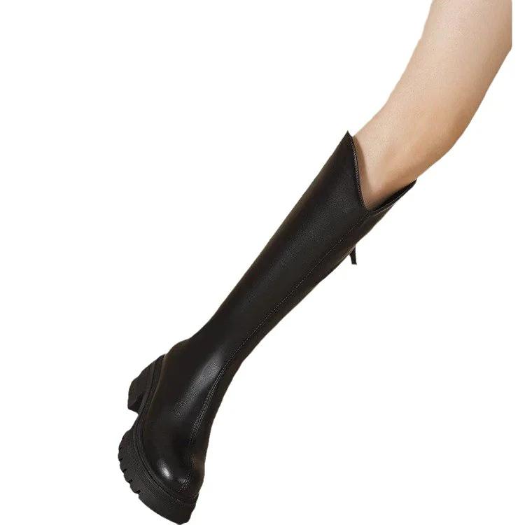 Thin Boots Women 2024 Autumn and Winter Outside Wear Suede Slim Thick Thick-soled Simple Design Trend with Knight Boots