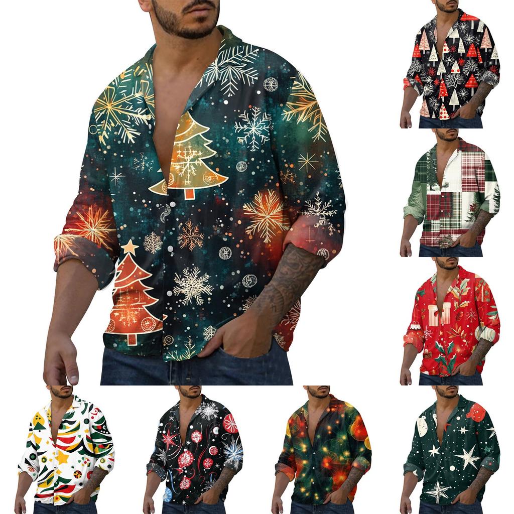 Men'S Casual Loose Fitting Long Sleeved Shirt Fashionable Lapel Shirt Top