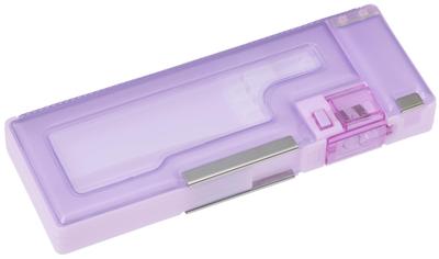 Raymay Fujii Пенал Capaletto FB1390V, Форма-коробка, 3 отделения, Прозрачный/Фиолетовый,