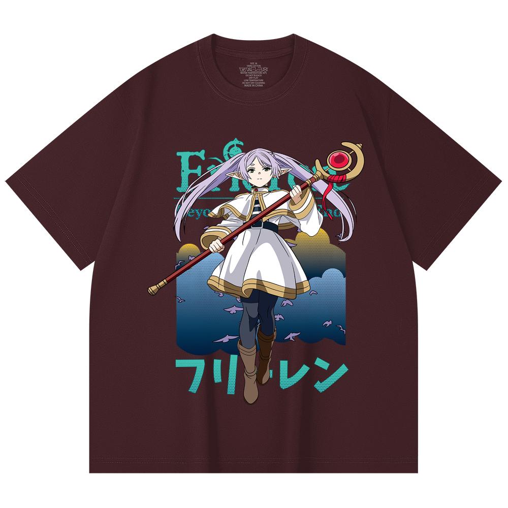 230 Gsm 100% Cotton Frieren V4 Print Unisex Heavy Cotton T Shirt
