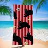 Funny Black Cat Beach Towel Super Absorbent Quick Dry Microfiber Bath Blanket Retro Red Stripes for Picnic & Seaside Relaxation