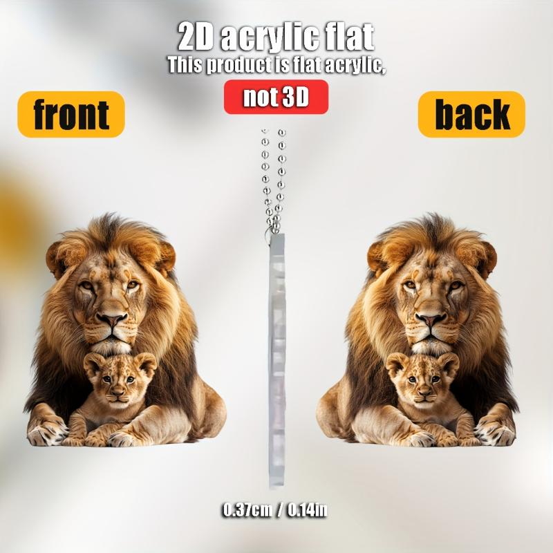 2D плоская акриловая подвеска с двойным львом - украшение для дома и автомобиля, аксессуары для рюкзака, брелок-шарм, идеальный подарок для любителей животных