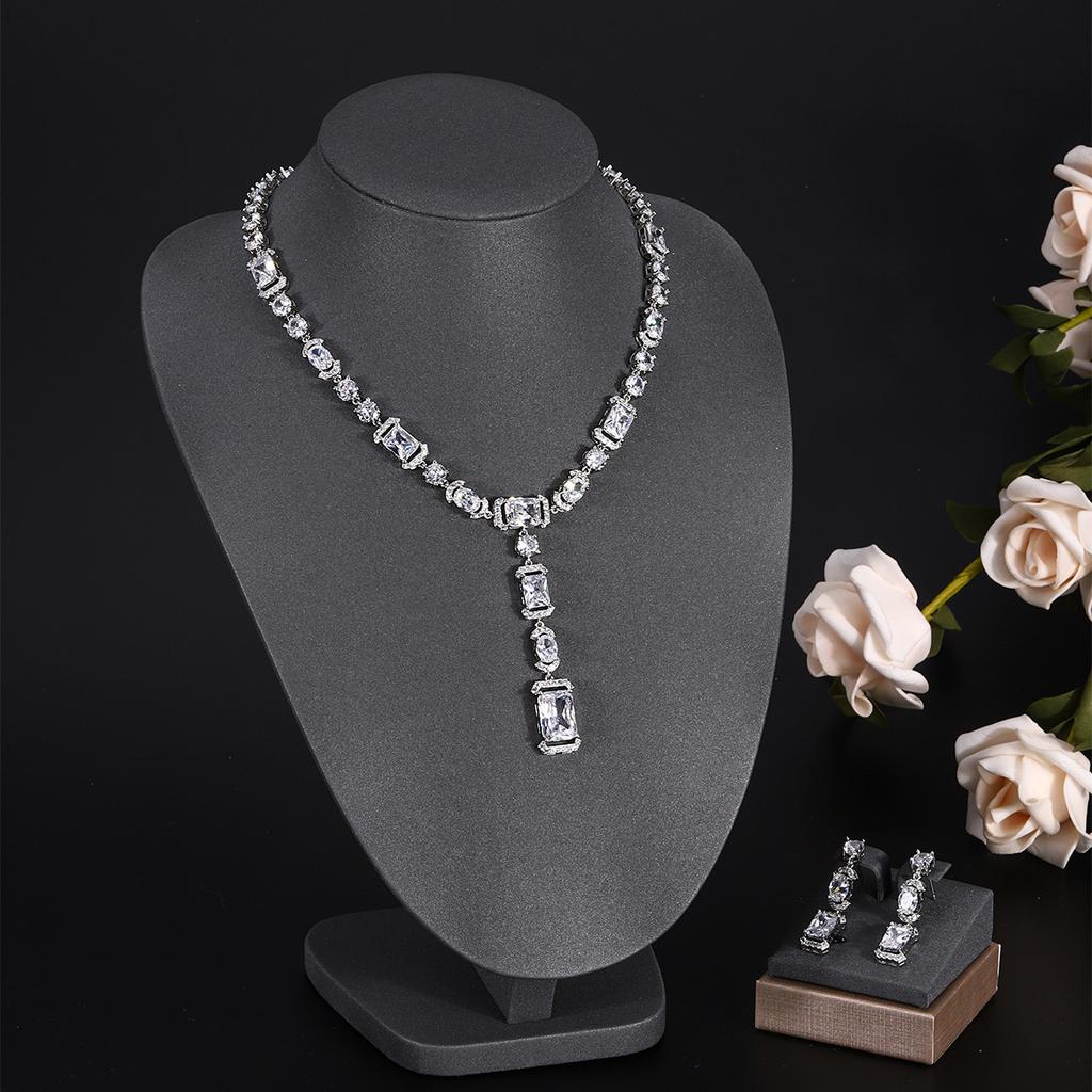 Ювелирные изделия в европейском и американском стиле, ожерелье с каплями воды из циркона, женственное свадебное платье, высококачественные свадебные украшения, комплект сережек-гвоздиков