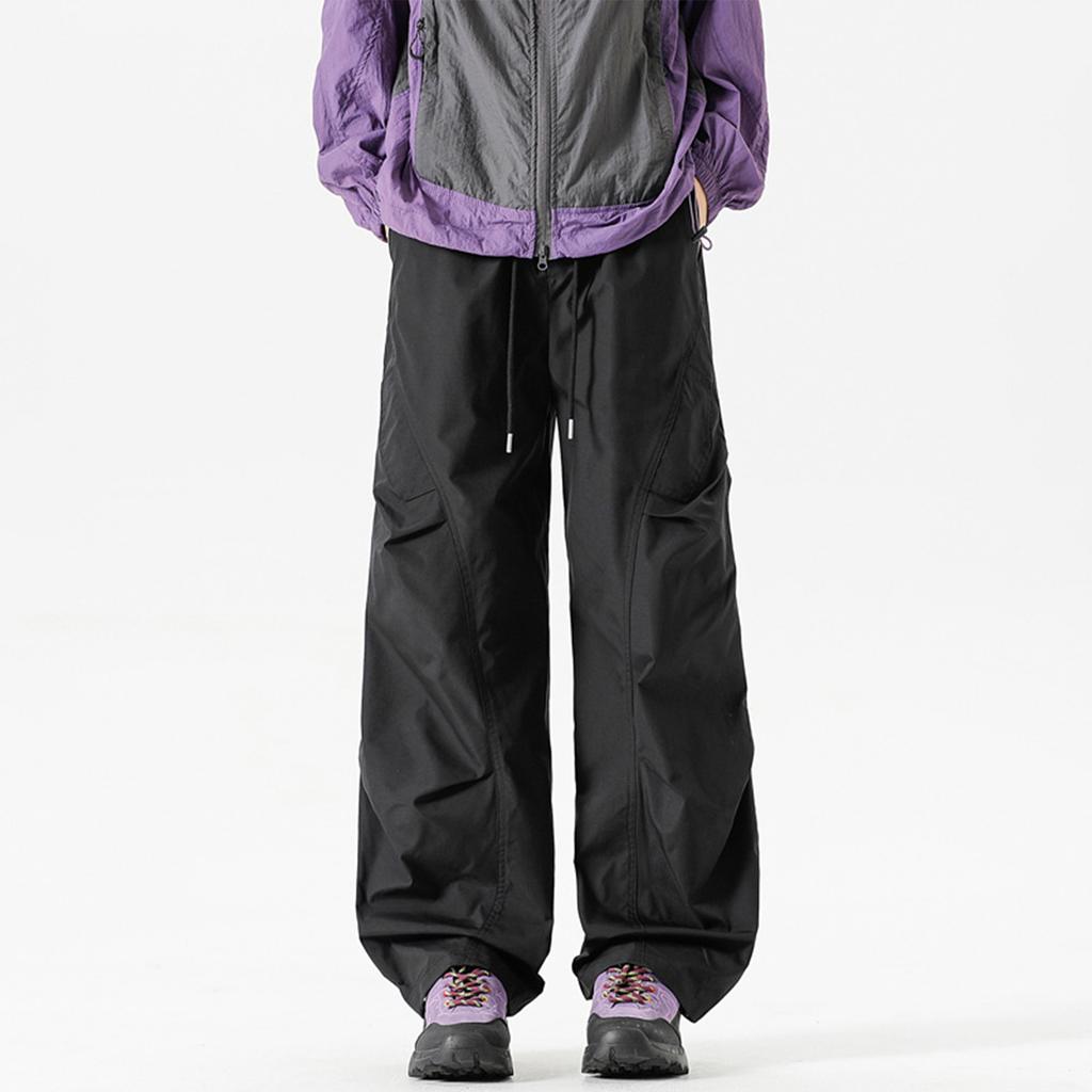 Flat Pocket Parachute Pants For Men Casual Baggy Cargo Pants Unisex Street Pants Drawstring Trouser