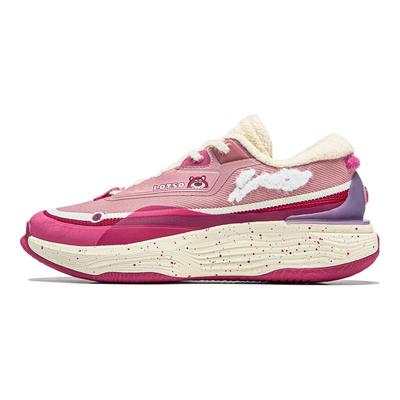 Disney X Li Ning Мягкие теплые нескользящие прочные низкие повседневные туфли женские кроссовки светло-розовые AGLT234-1