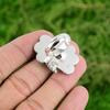 Natural Moonstone Gemstone Statement Flower White Adjustable Ring 925 Silver