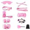 SM Restraints Adult Goods Fluffy Standard Eye Leg Cross Feather Nipple SM Sex Toys for Nipple Beginners Bag Pink Women's [Pink 10-piece Set] Mask,