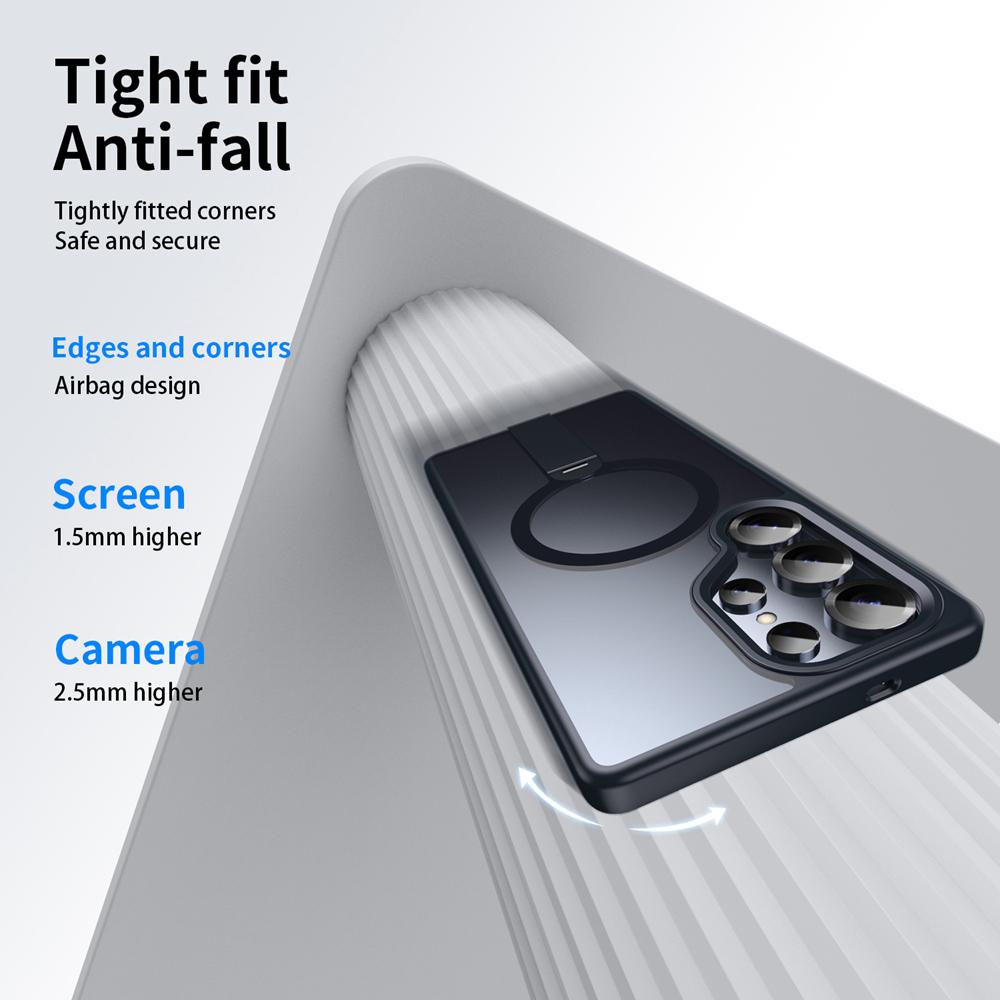 KEYSION 360 Скрытая Металлическая Подставка Магнитный Чехол для Magsafe для Samsung Galaxy S24 S25 Ultra S24+ S25+ Матовый Ударопрочный Чехол для Телефона