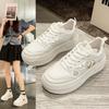 Women's 2024 Spring Platform Panda White Shoes - Trendy, Thick-Soled, Lightweight Casual Sneakers