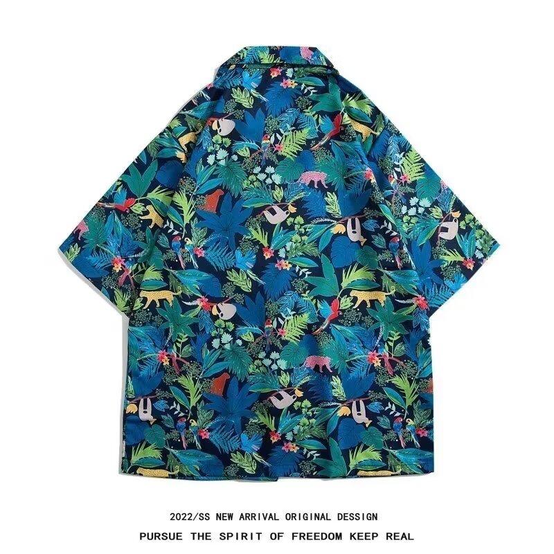 Мужская рубашка в стиле ретро, ​​мужской летний наряд, студенческий свободный крой, нишевый дизайн, повседневный мужской топ, верхняя одежда, пляжный топ