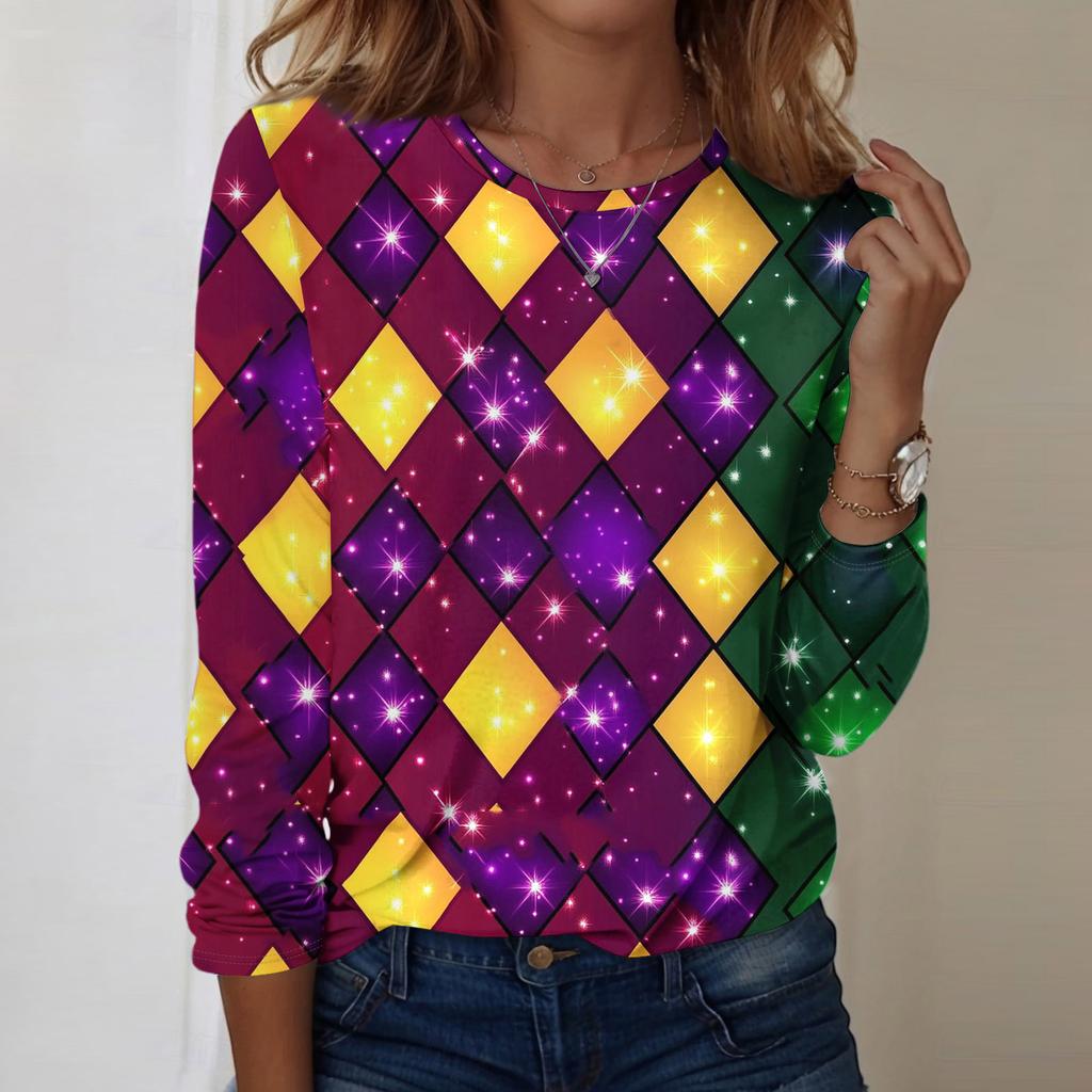 Long Sleeve Shirts For Women Cute Print Graphic Tees Blouses Casual Plus Size Basic Tops Pullover