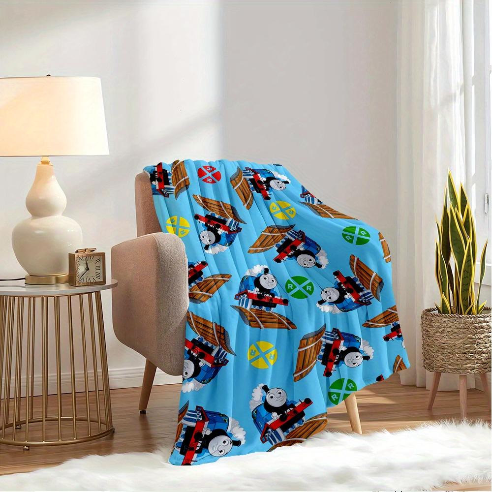 1pc train,engine,thomasTheme Digital Printed Flannel Blanket, Super Soft Plush Fleece Bed Cover, Multi-Function Four Seasons Hypoallergenic