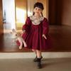 Винтажное детское платье Лолиты для девочек, детское весенне-осеннее хлопковое красное платье с вышивкой для детей от 2 до 7 лет, детская одежда